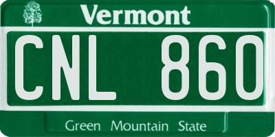 VT license plate CNL860