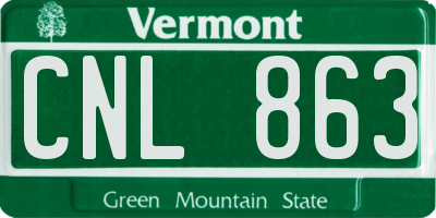 VT license plate CNL863