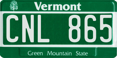 VT license plate CNL865