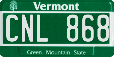 VT license plate CNL868