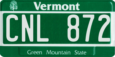 VT license plate CNL872