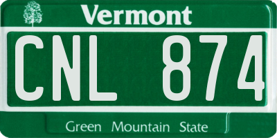 VT license plate CNL874