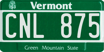 VT license plate CNL875
