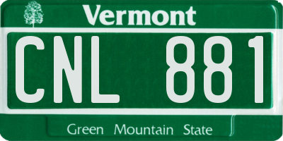 VT license plate CNL881