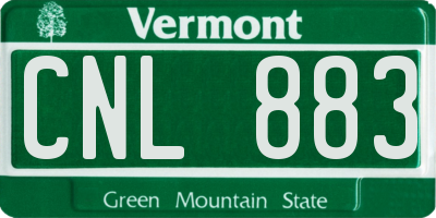 VT license plate CNL883