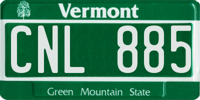 VT license plate CNL885