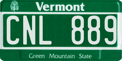 VT license plate CNL889