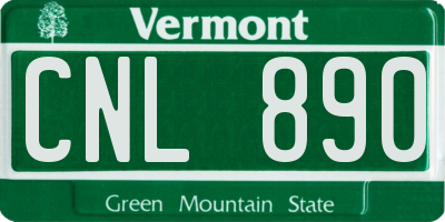 VT license plate CNL890