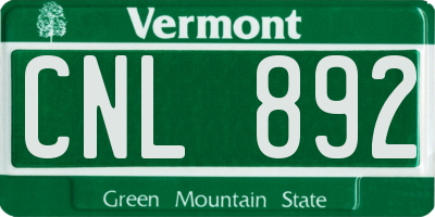 VT license plate CNL892
