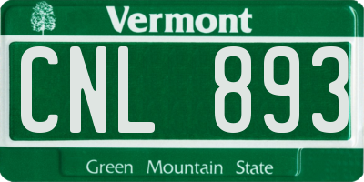 VT license plate CNL893