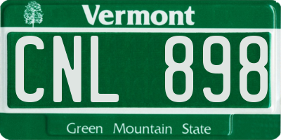 VT license plate CNL898
