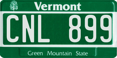 VT license plate CNL899