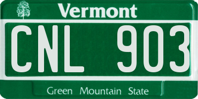 VT license plate CNL903
