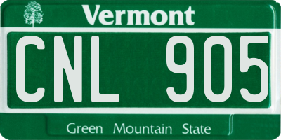 VT license plate CNL905