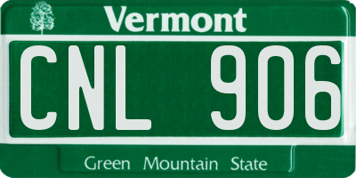 VT license plate CNL906