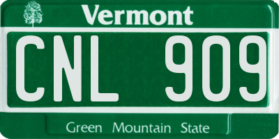 VT license plate CNL909
