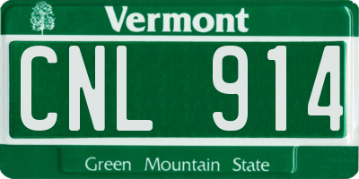 VT license plate CNL914