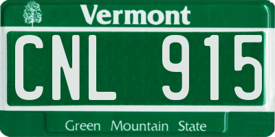 VT license plate CNL915