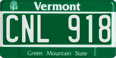 VT license plate CNL918