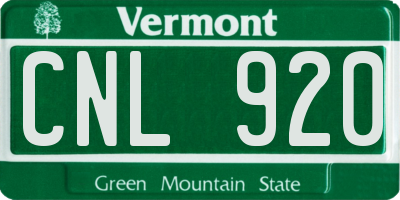 VT license plate CNL920