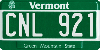 VT license plate CNL921