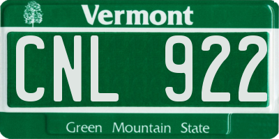 VT license plate CNL922