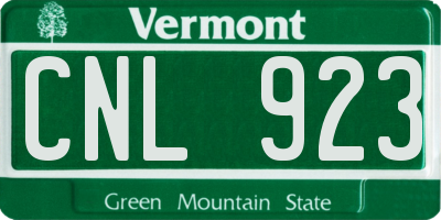 VT license plate CNL923