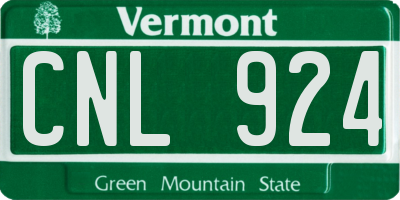 VT license plate CNL924