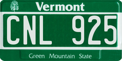VT license plate CNL925
