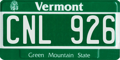 VT license plate CNL926