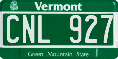 VT license plate CNL927