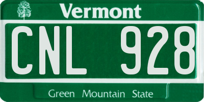 VT license plate CNL928