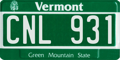 VT license plate CNL931