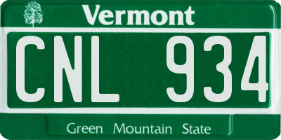 VT license plate CNL934