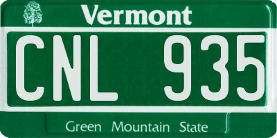 VT license plate CNL935