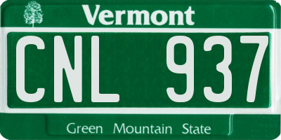 VT license plate CNL937