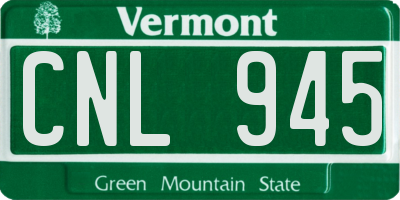 VT license plate CNL945