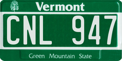 VT license plate CNL947