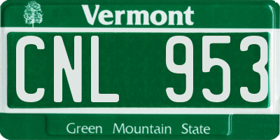 VT license plate CNL953