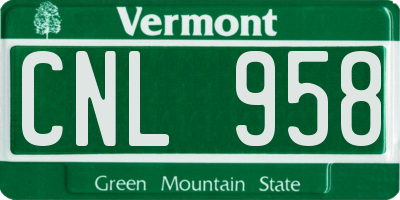VT license plate CNL958