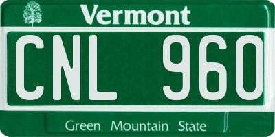 VT license plate CNL960