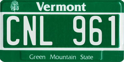 VT license plate CNL961