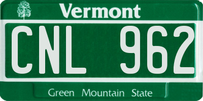 VT license plate CNL962
