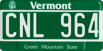 VT license plate CNL964