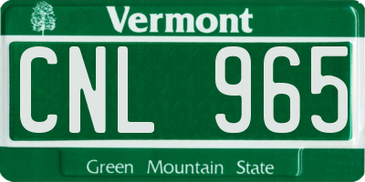 VT license plate CNL965