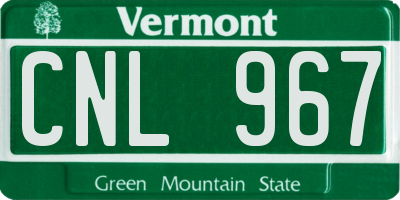 VT license plate CNL967
