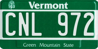 VT license plate CNL972
