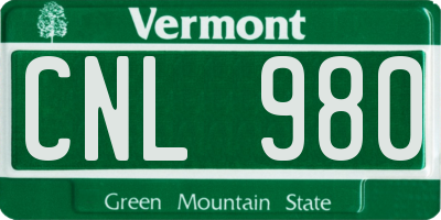 VT license plate CNL980