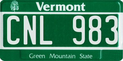 VT license plate CNL983