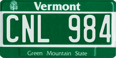 VT license plate CNL984